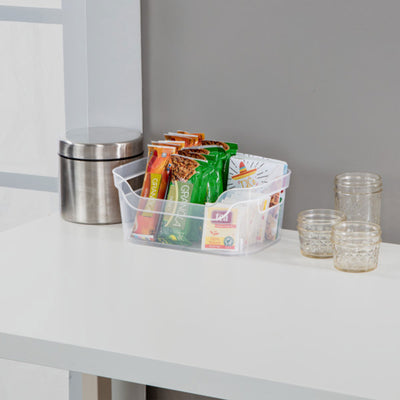 Sterilite 9.5 x 6.5 x 4 Inch Clear Open Storage Bin with Carry Handles (32 Pack) - VMInnovations
