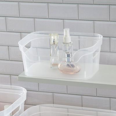 Sterilite 9.5 x 6.5 x 4 Inch Clear Open Storage Bin with Carry Handles (32 Pack) - VMInnovations