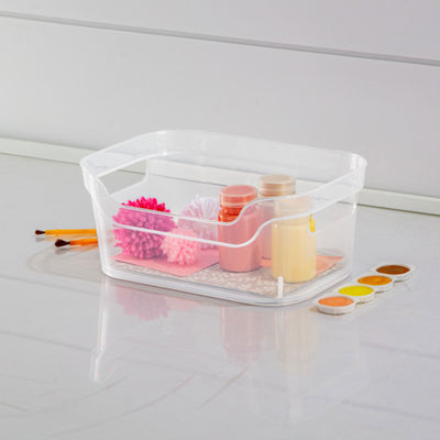 Sterilite 9.5 x 6.5 x 4 Inch Clear Open Storage Bin with Carry Handles (16 Pack)