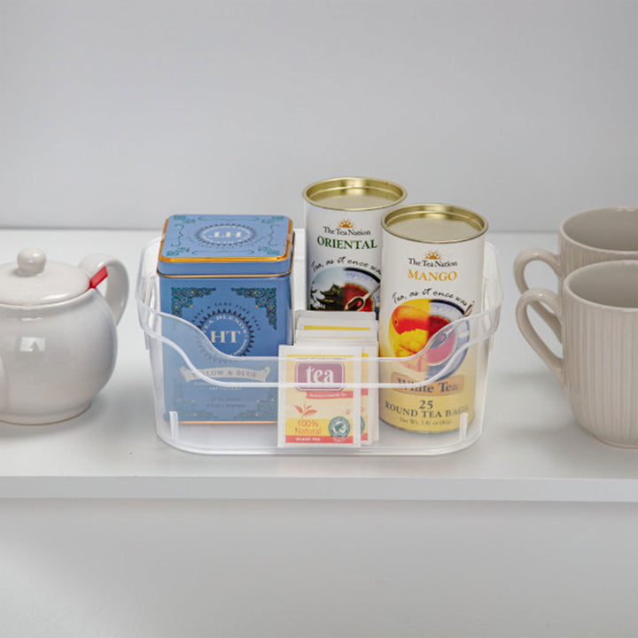 Sterilite 9.5 x 6.5 x 4 Inch Clear Open Storage Bin with Carry Handles (48 Pack) - VMInnovations