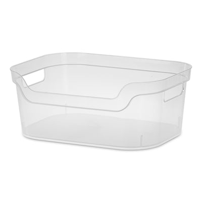 Sterilite 5.25 x 9.5 x 13 In Open Storage Bin with Carry Handles, 8 Pack, Clear