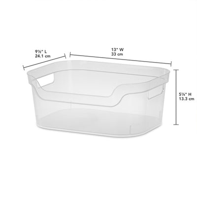 Sterilite 5.25x9.5x13 Inch Open Storage Bin w/ Carry Handles, Clear (24 Pack)