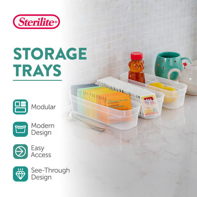 Sterilite Narrow Storage Trays for Desktop & Drawer Organizing, Clear (24 Pack)