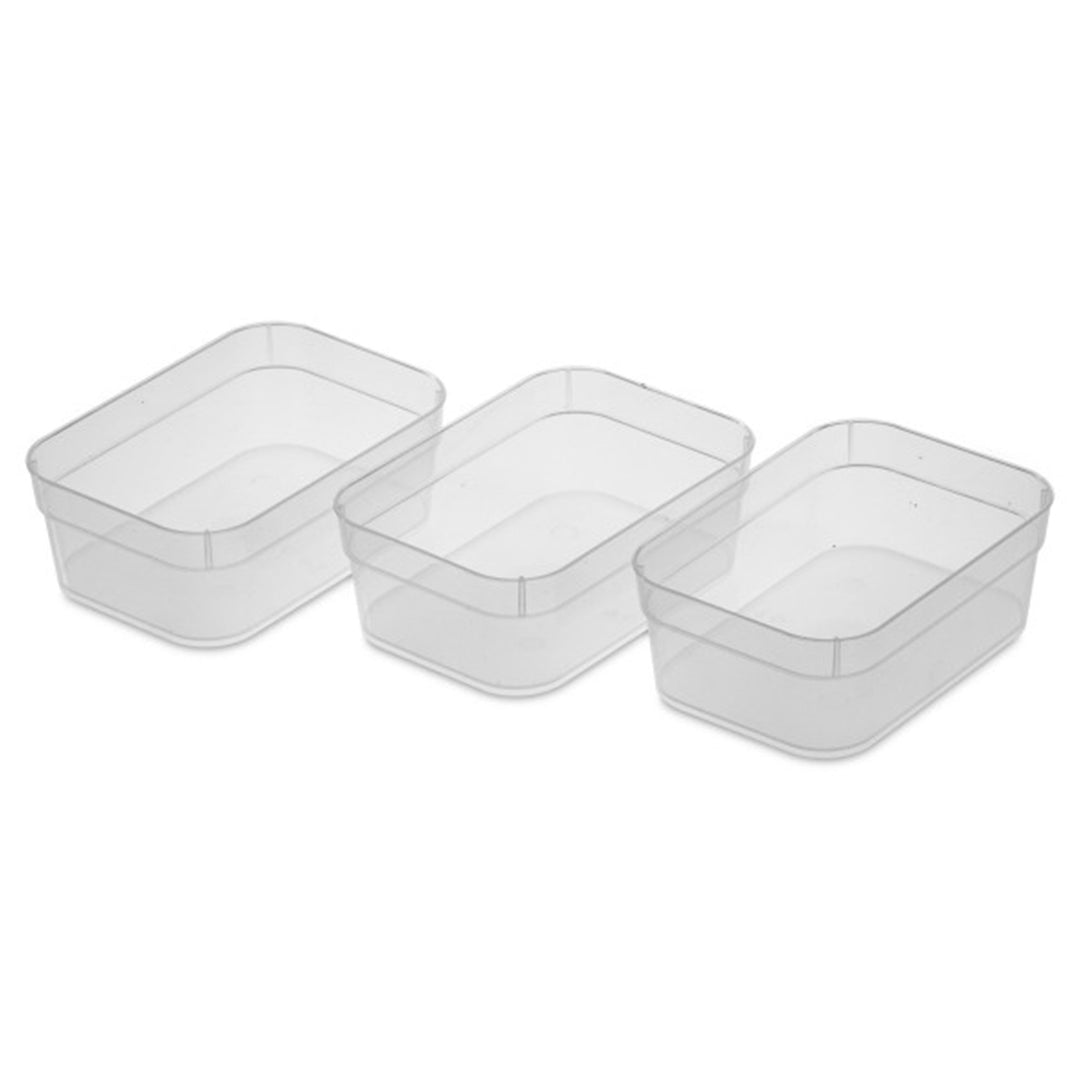 Sterilite Medium Storage Trays for Desktop and Drawer Organizing, Clear, 24 Pack