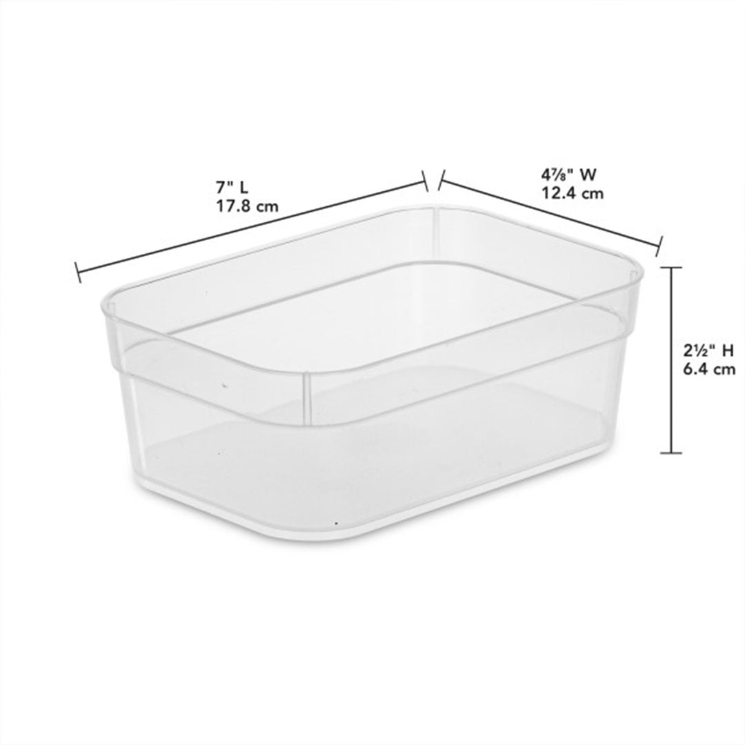 Sterilite Medium Storage Trays for Desktop and Drawer Organizing, Clear, 24 Pack