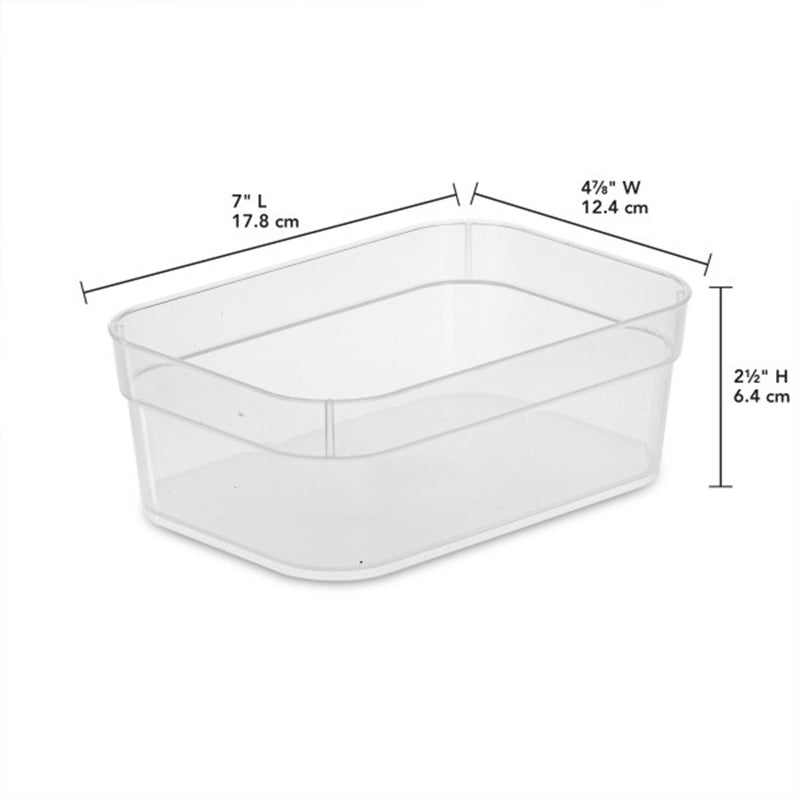 Sterilite Medium Storage Trays for Desktop and Drawer Organizing, Clear, 24 Pack