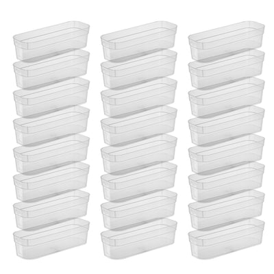Sterilite Large Storage Trays for Desktop and Drawer Organizing, Clear, 24 Pack