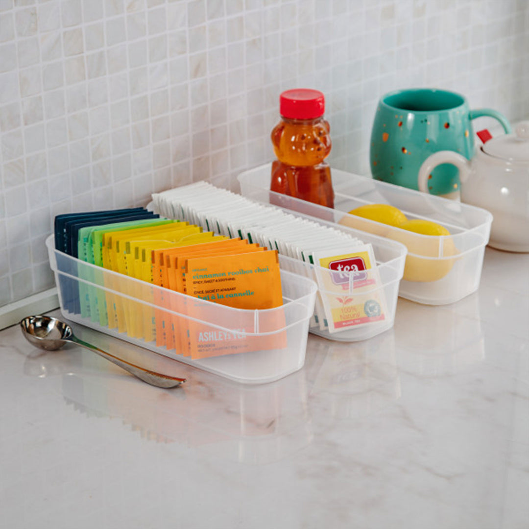 Sterilite Narrow Storage Trays for Desktop & Drawer Organizing, Clear (48 Pack) - VMInnovations