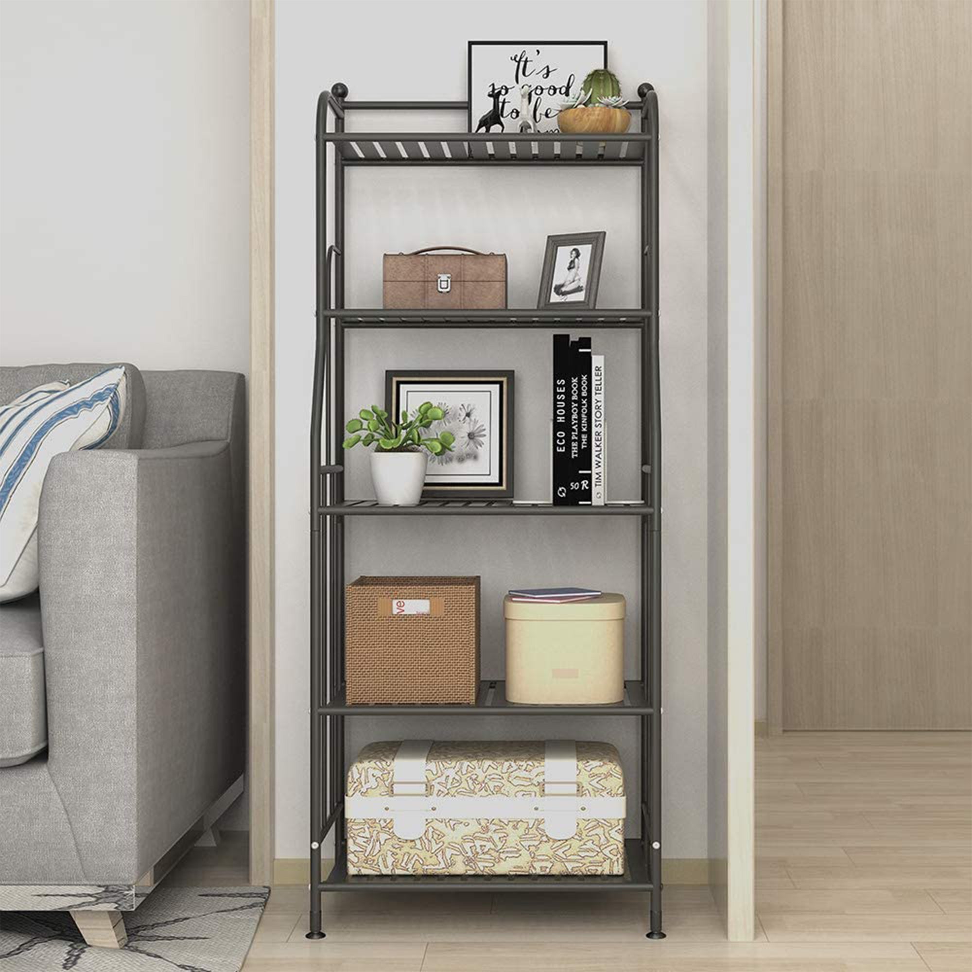GHQME 5 Tier Metal Space Saving Tower Rack Storage Shelf, Black (For Parts) - VMInnovations
