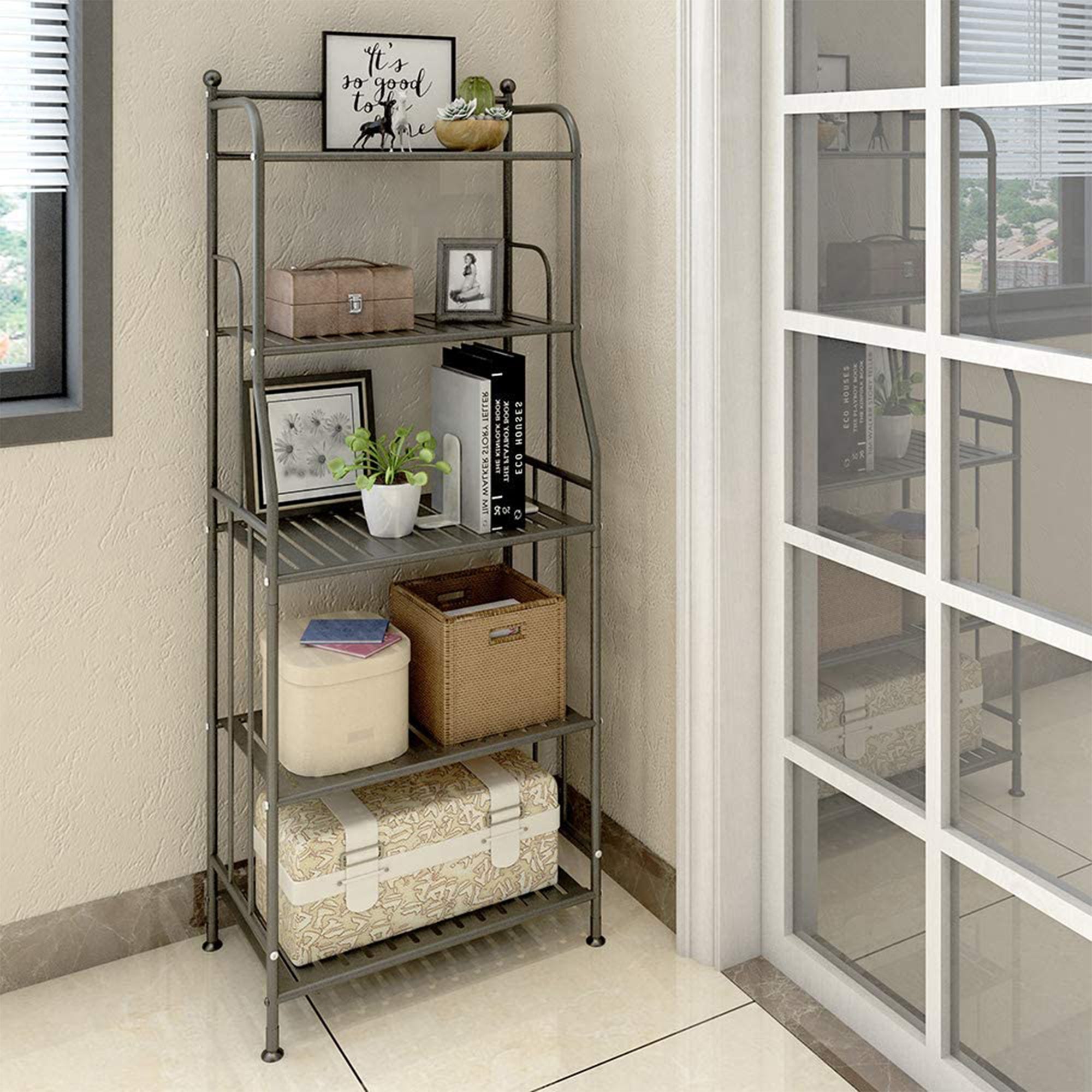 GHQME 5 Tier Metal Space Saving Tower Rack Storage Shelf, Black (For Parts) - VMInnovations