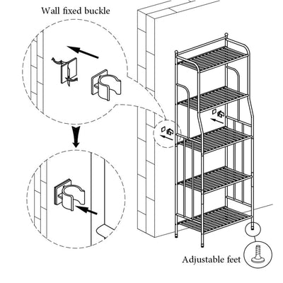 GHQME 5 Tier Freestanding Metal Space Saving Tower Rack Storage Shelf (Open Box)