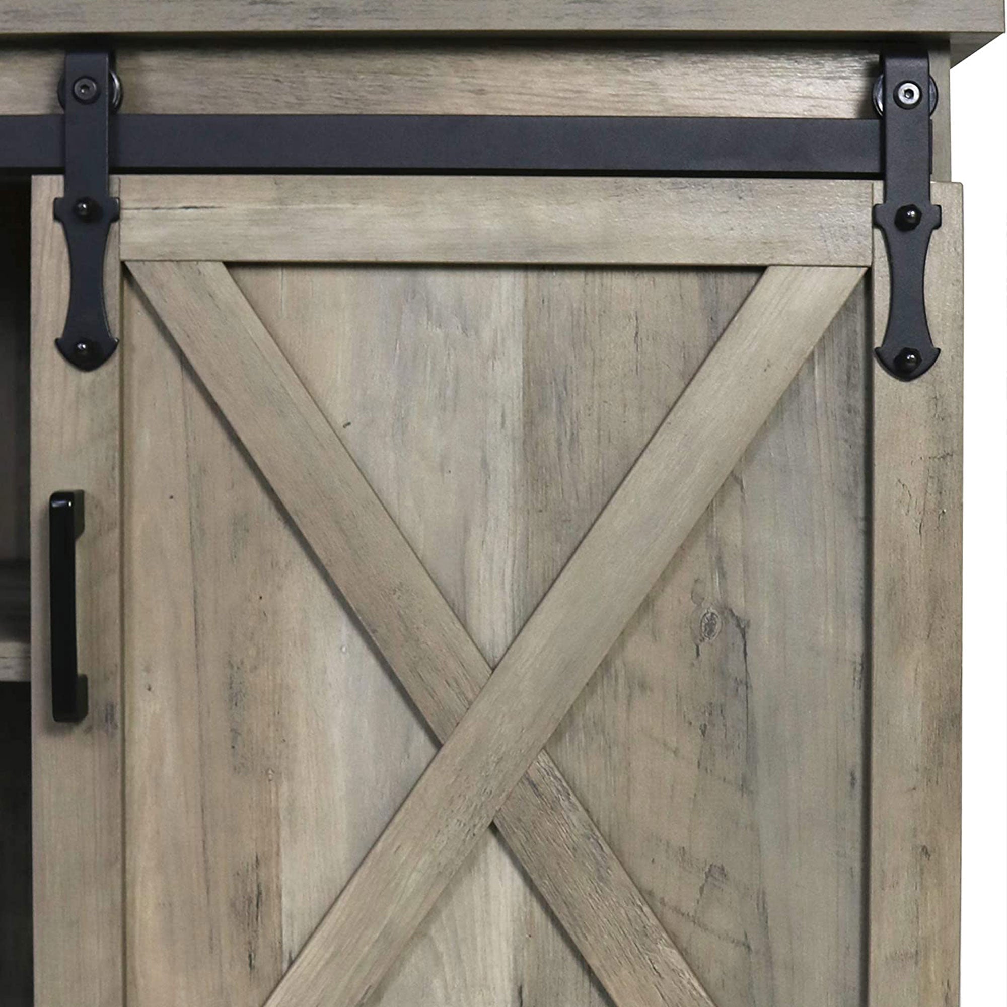 58" Wooden Farmhouse Universal TV Stand, Natural Tan (Used) - VMInnovations