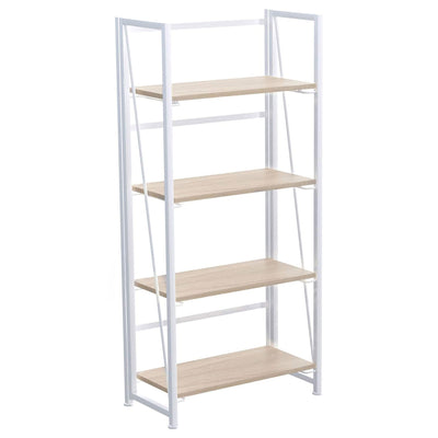 Fully Assembled Space Saving 4 Tiered Folding Bookcase Open Shelves, (Open Box)