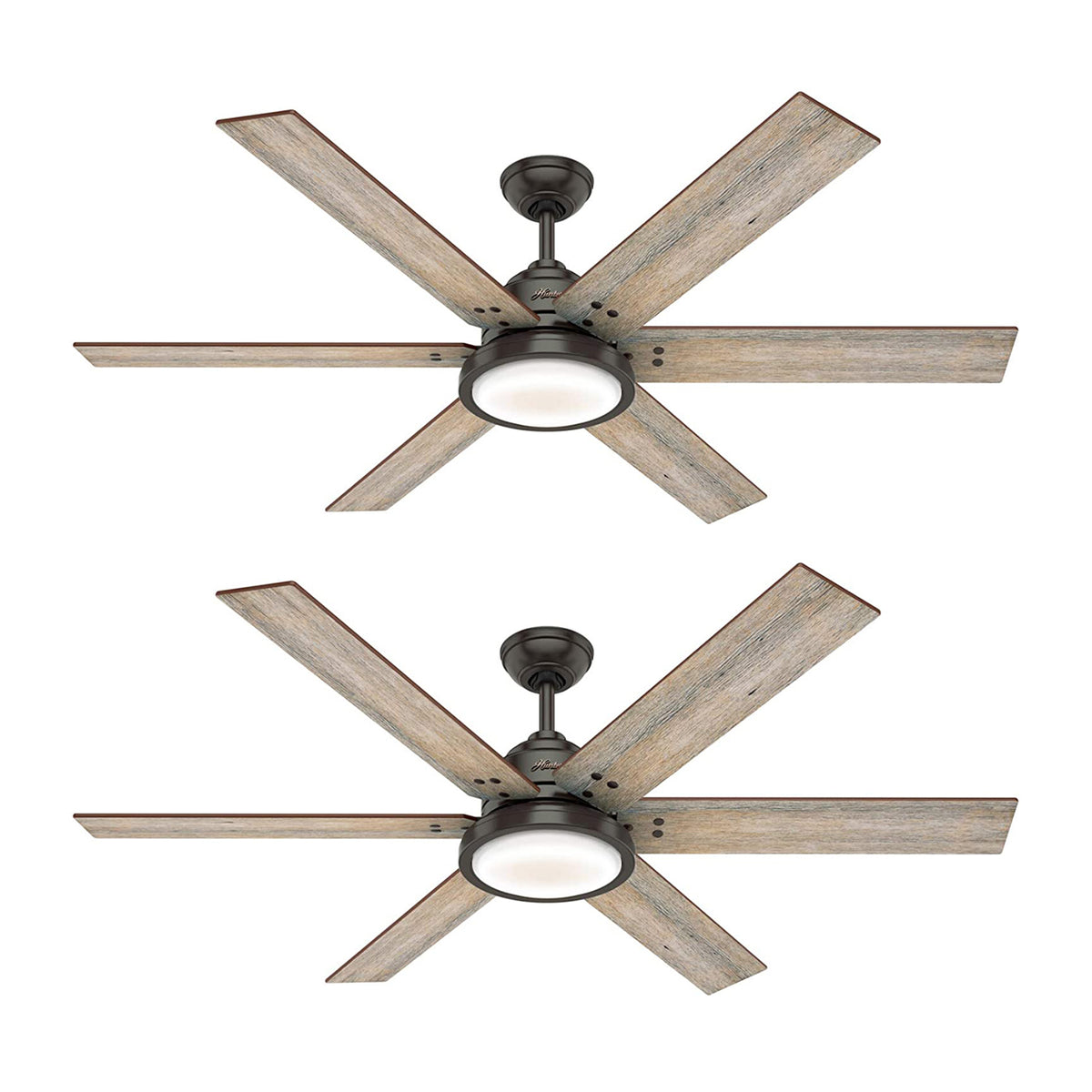 Hunter Fan Company Warrant 60 In Ceiling Fan w/ LED Light, Noble Bronze (2 Pack)