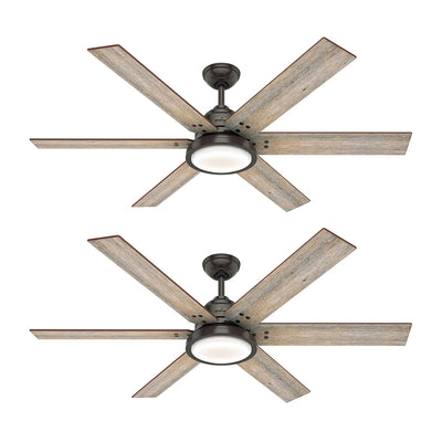 Hunter Fan Company Warrant 60 In Ceiling Fan w/ LED Light, Noble Bronze (2 Pack)