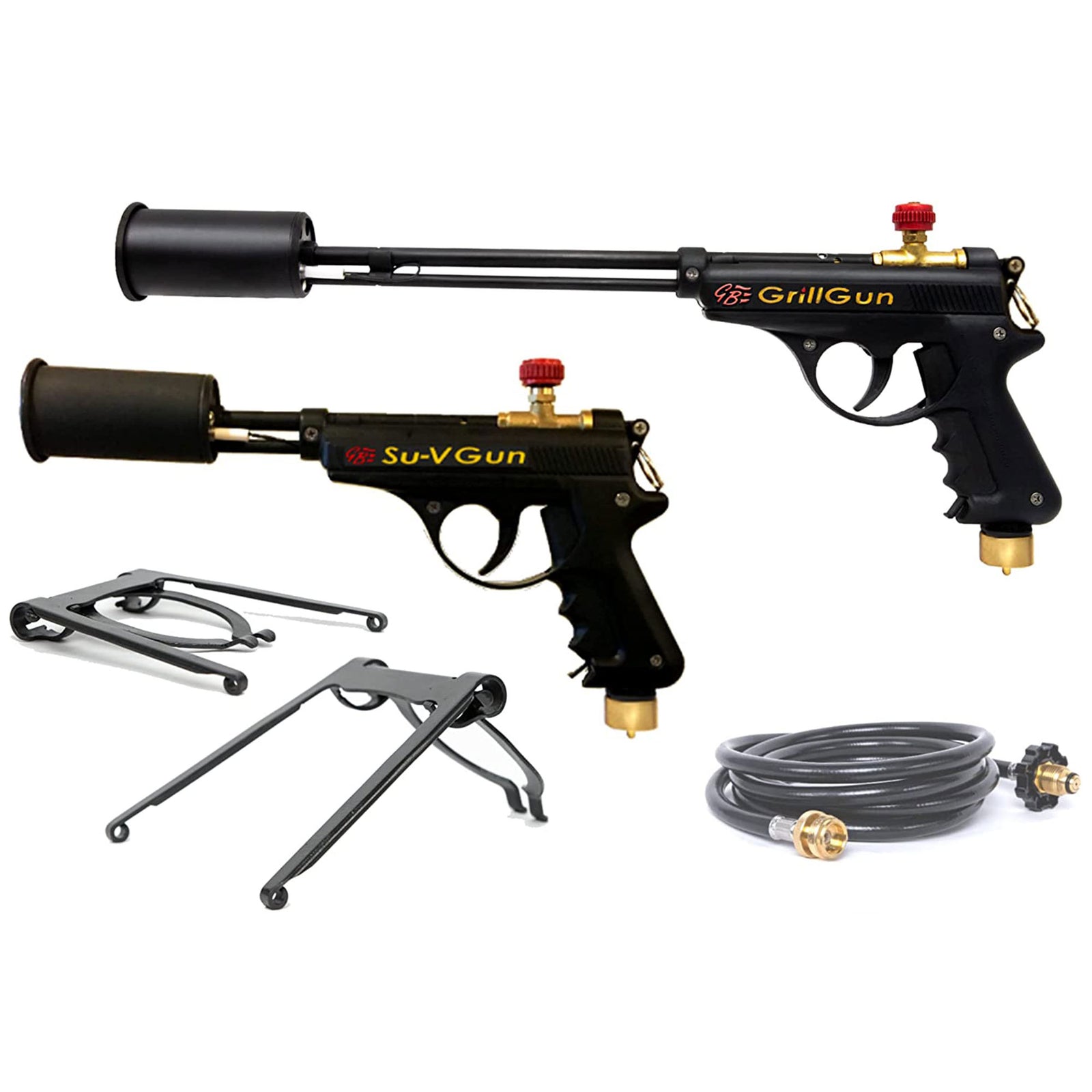 GrillBlazer GrillGun and Su-VGun Combo Charcoal Starter Set w/ Stands and Hose - VMInnovations