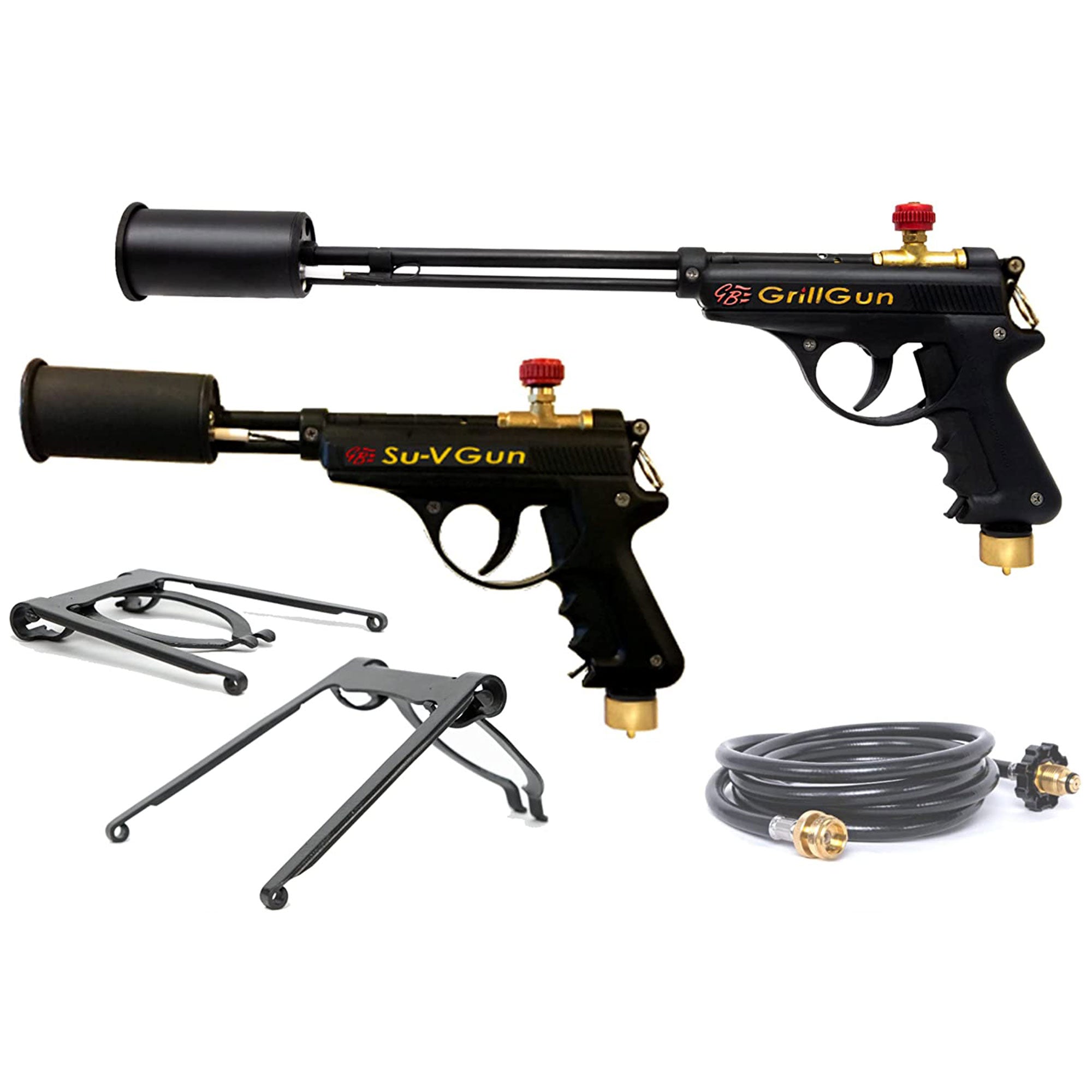 GrillBlazer GrillGun and Su-VGun Combo Charcoal Starter Set w/ Stands and Hose - VMInnovations