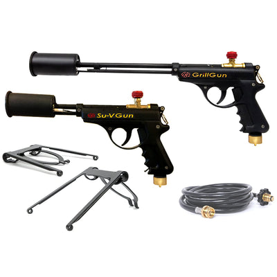 GrillBlazer GrillGun and Su-VGun Combo Charcoal Starter Set w/ Stands and Hose - VMInnovations
