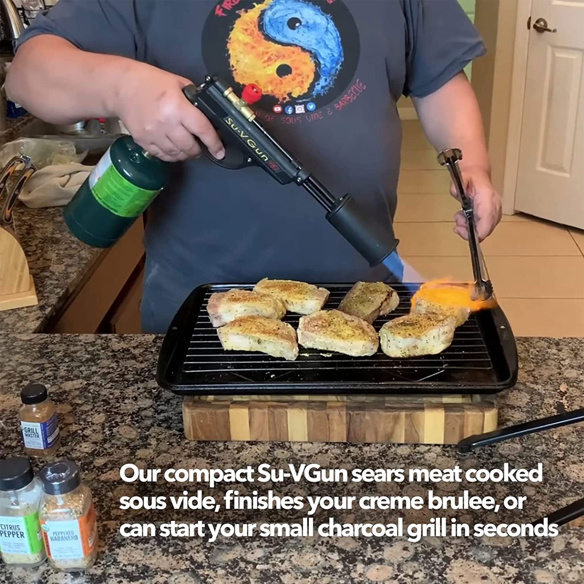GrillBlazer GrillGun and Su-VGun Combo Charcoal Starter Set w/ Stands and Hose - VMInnovations