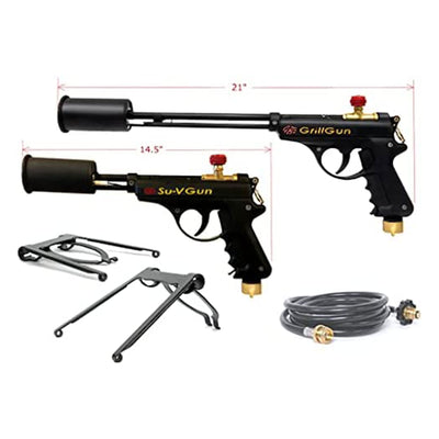GrillBlazer GrillGun and Su-VGun Combo Charcoal Starter Set w/ Stands and Hose - VMInnovations