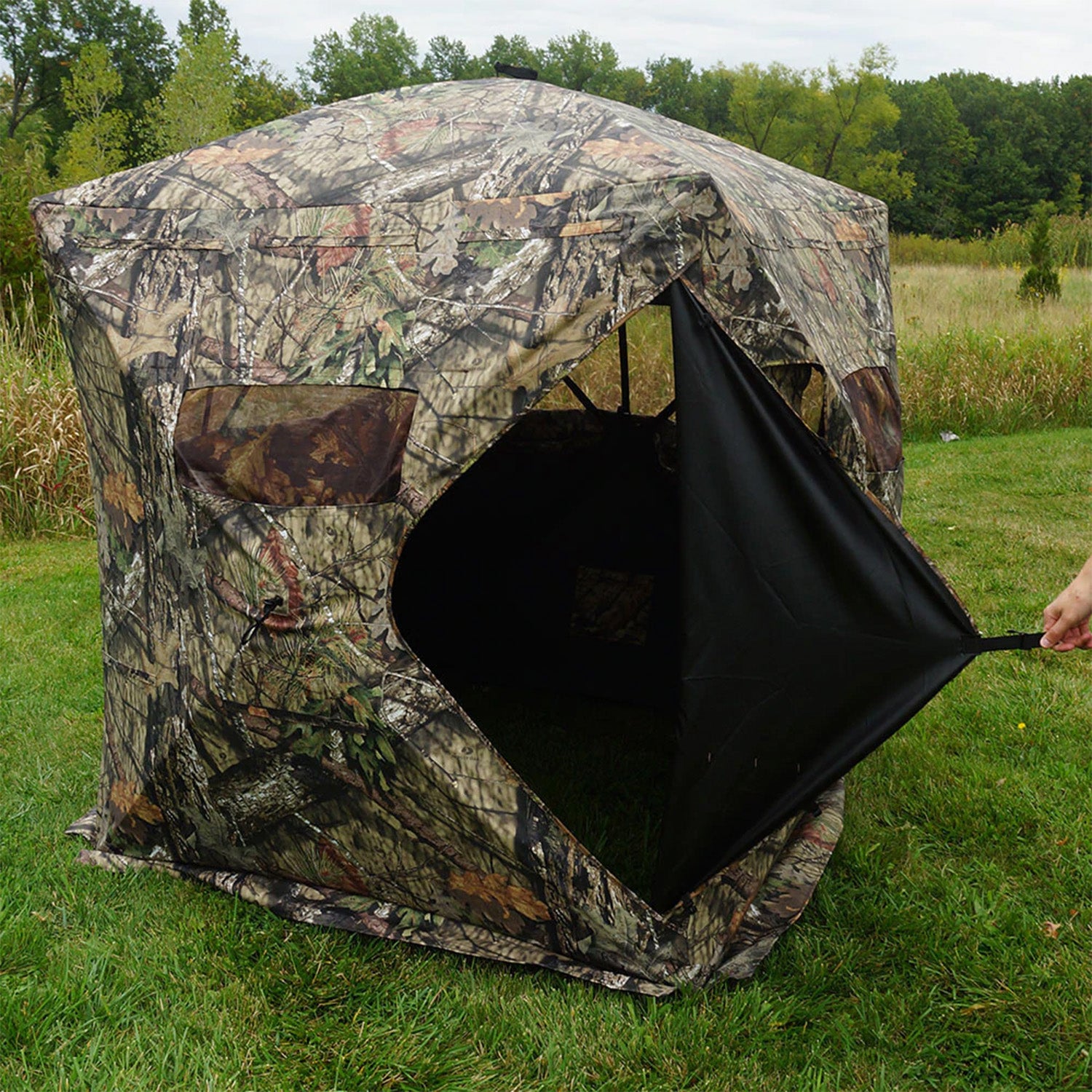 Rhino Blinds R600-MOC 3 Person Hunting Ground Blind, Mossy Oak Break Up Country