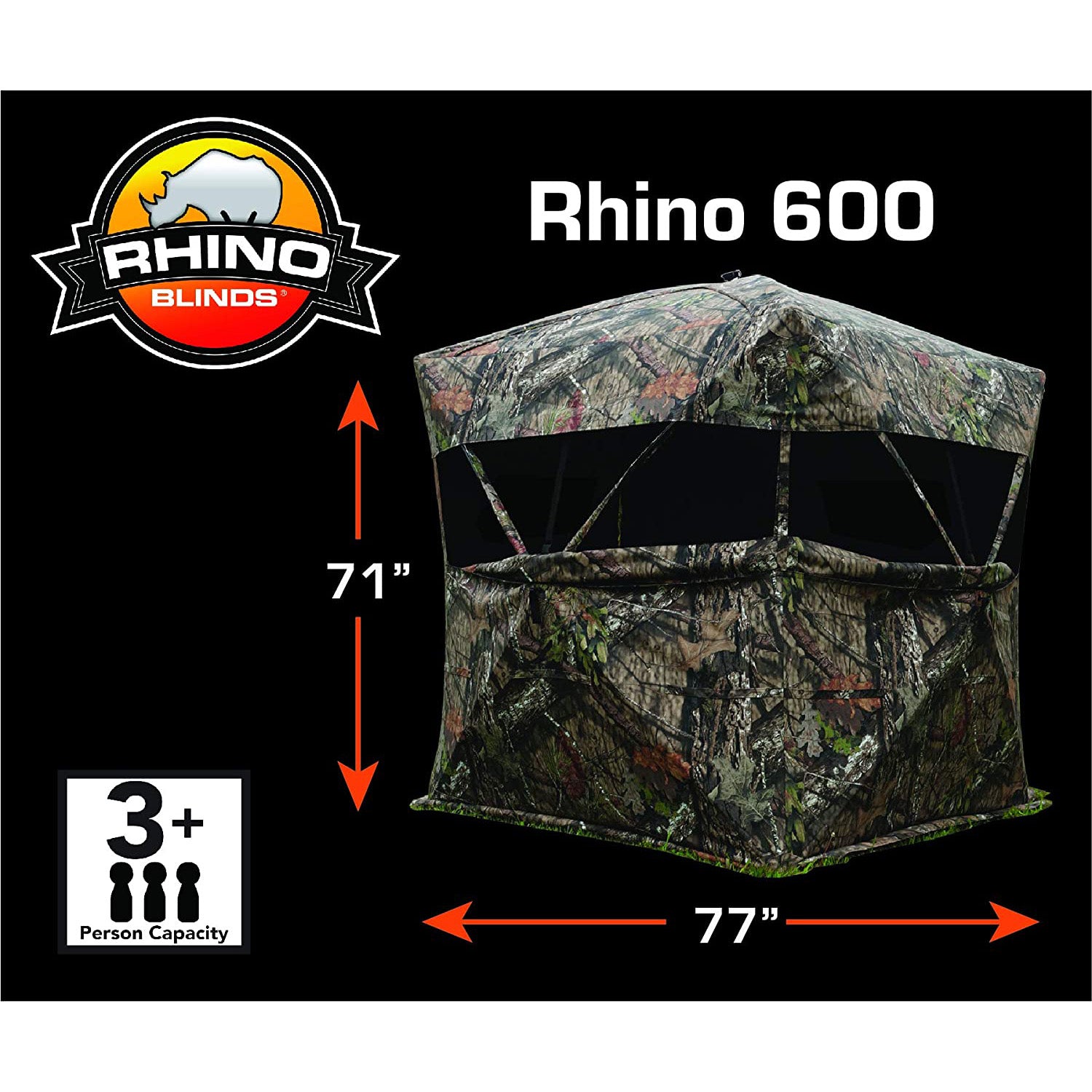 Rhino Blinds R600-MOC 3 Person Hunting Ground Blind, Mossy Oak Break Up Country