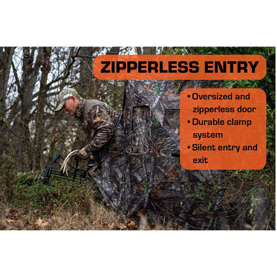 Rhino Blinds R300-RTE 3 Person Hunting Ground Blind w/ 3 Windows, Realtree Edge - VMInnovations