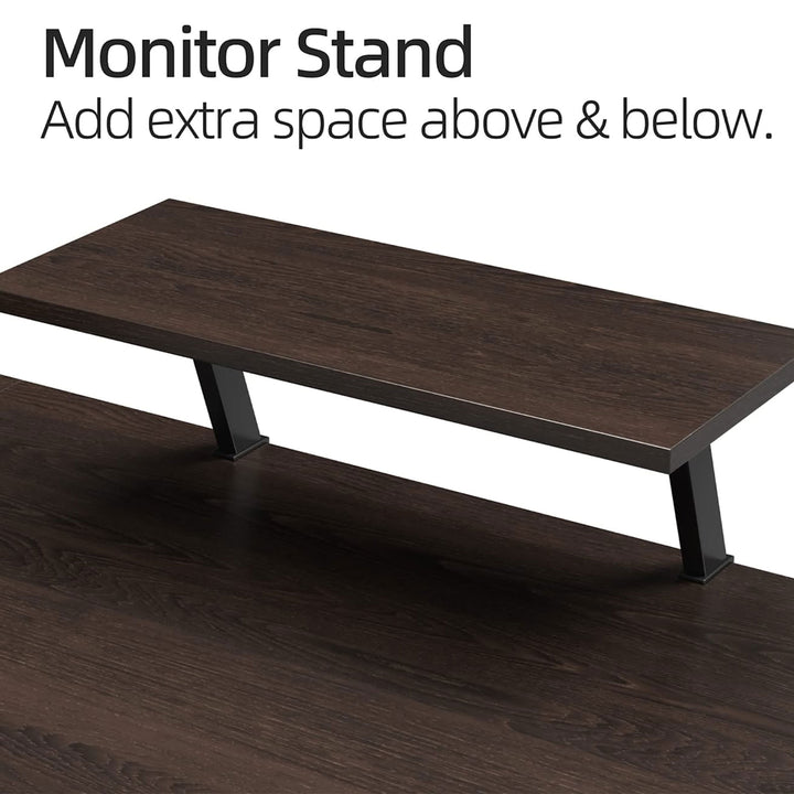 Somdot L Shaped Corner Gaming and Computer Desk with Monitor Stand, Black Walnut