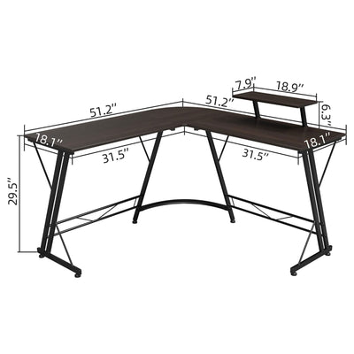 Somdot L Shaped Corner Gaming and Computer Desk with Monitor Stand (Open Box) - VMInnovations