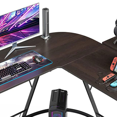 Somdot L Shaped Corner Gaming and Computer Desk with Monitor Stand, Black Walnut