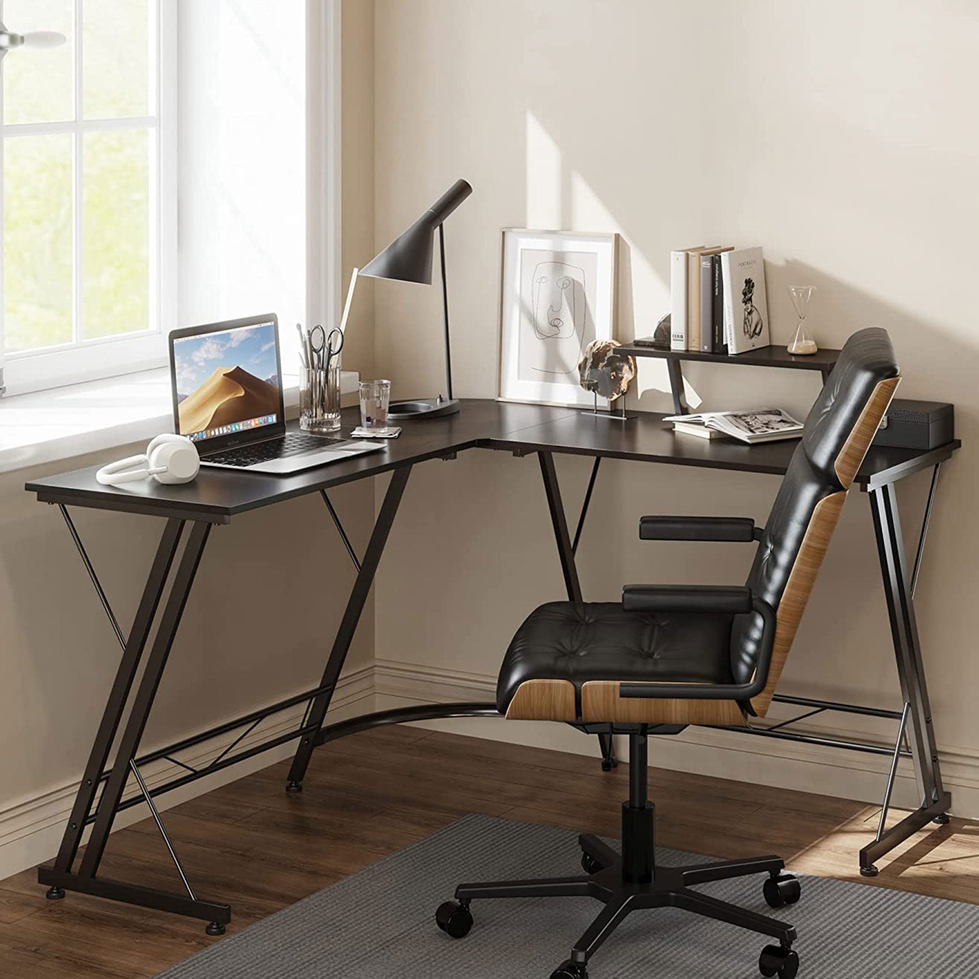 Somdot L Shaped Corner Gaming and Computer Desk with Monitor Stand (Open Box) - VMInnovations