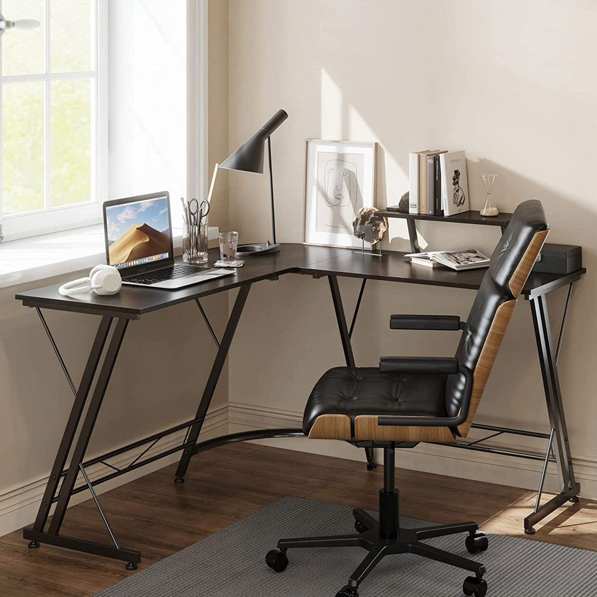 Somdot L Shaped Corner Gaming and Computer Desk with Monitor Stand (Open Box) - VMInnovations