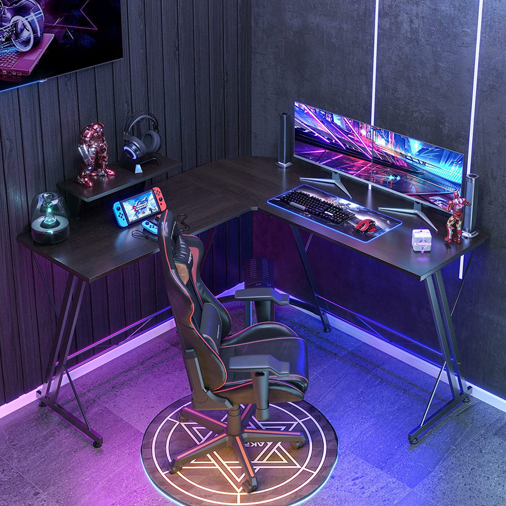 Somdot L Shaped Corner Gaming and Computer Desk with Monitor Stand (Open Box) - VMInnovations