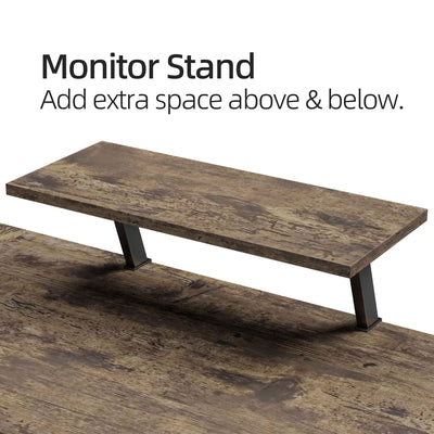 Somdot L Shaped Corner Gaming and Computer Desk with Monitor Stand, Brown Wood