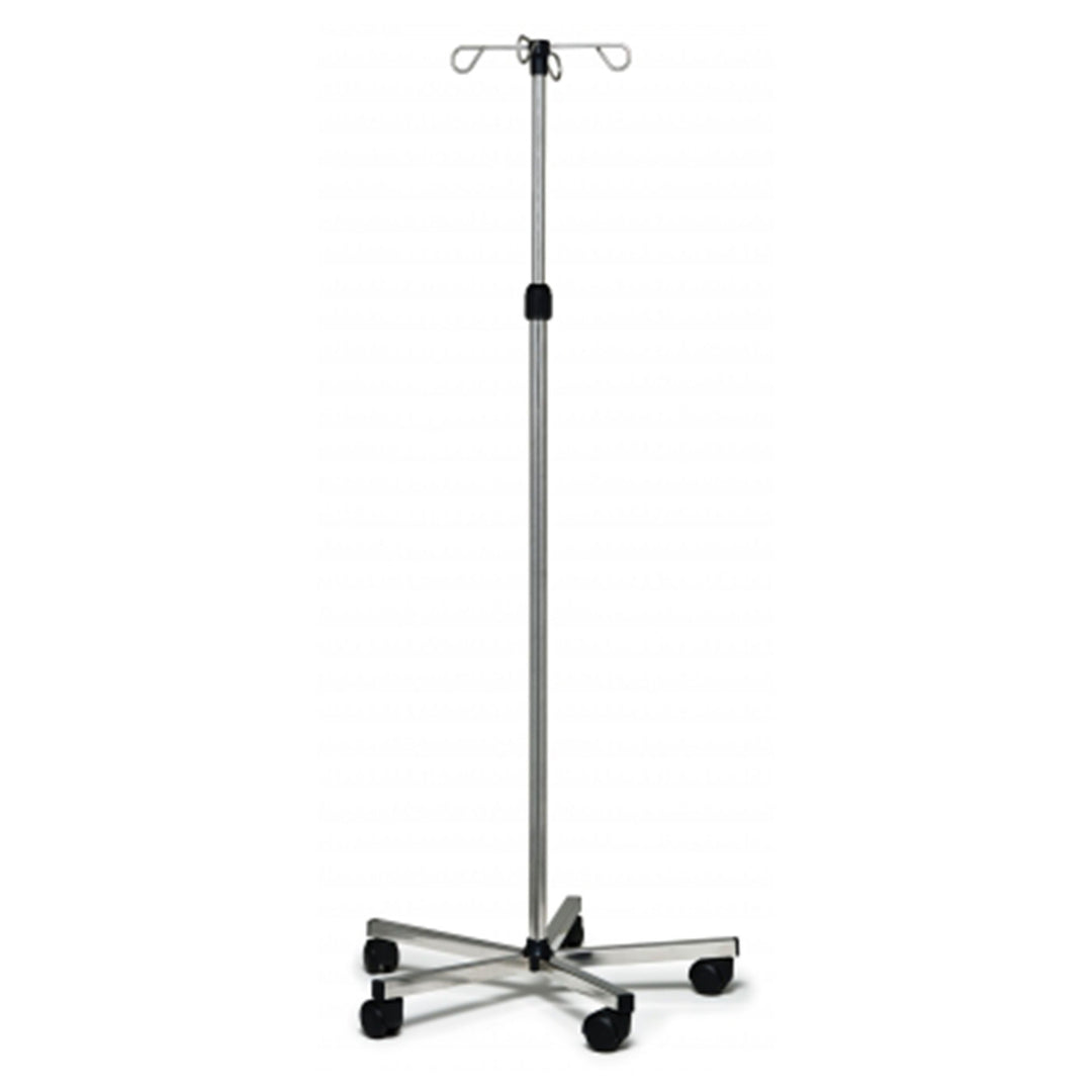 Graham Field Stainless Steel 4 Hook Deluxe IV Pole & Stand w/ Wheels, Silver