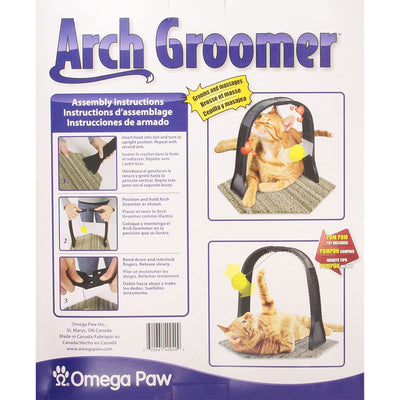 Omega Paw AG6 Hands Free Arch Groomer and Massager for Pet Cats with Pom Pom Toy