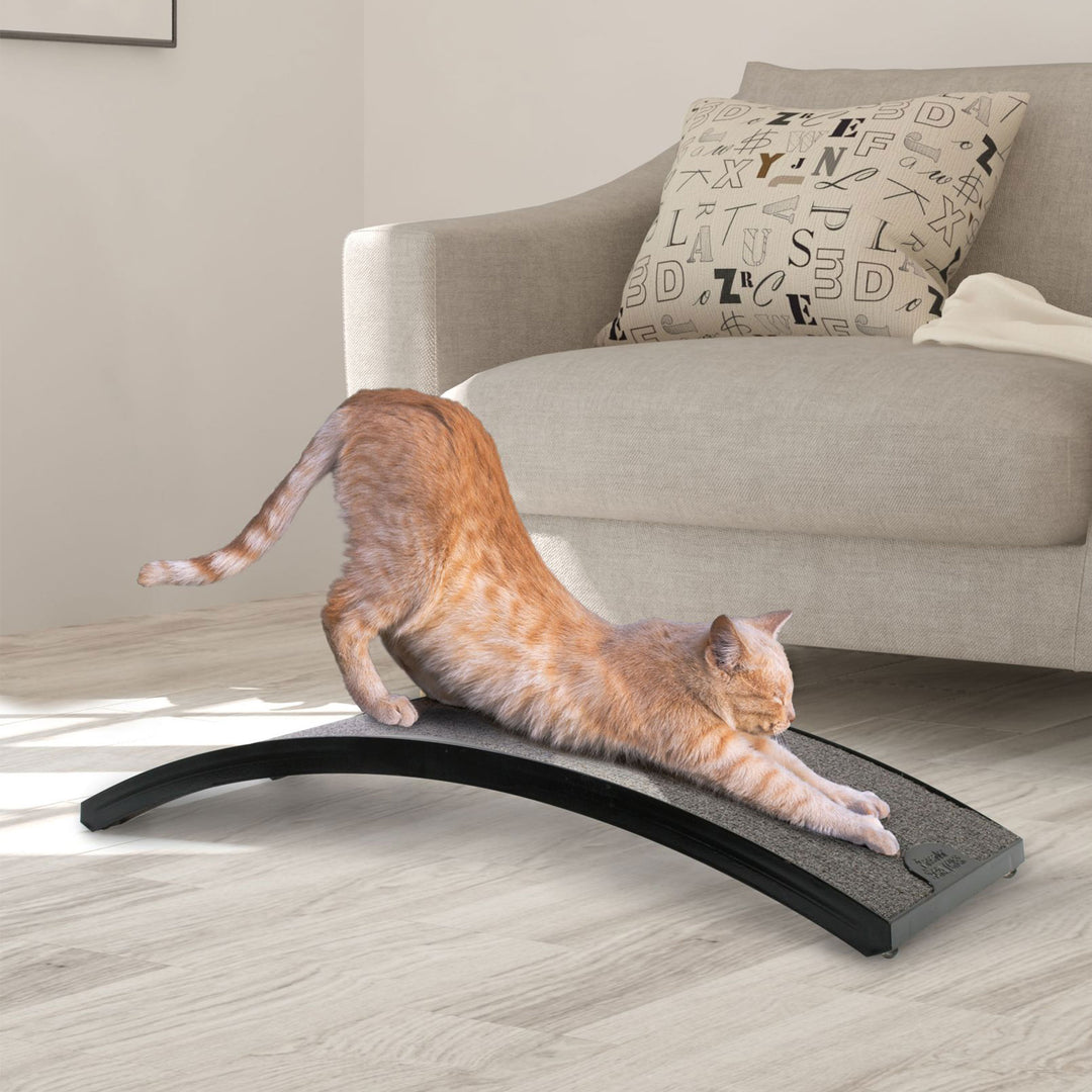Omega Paw Rascador Curved Floor Scratching Board for Cats, 20 Inches Long, Grey - VMInnovations