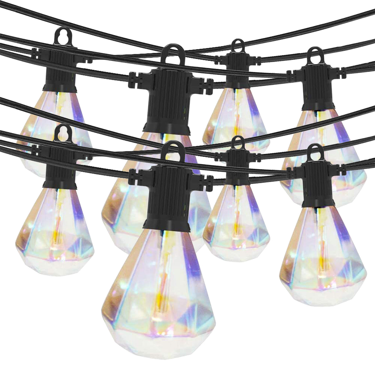 Banord 97 Foot Diamond String Lights, 48 Shatterproof Bulbs for Outdoors, 2 Pack