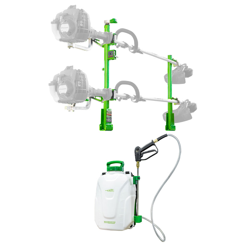 Green Touch Industries 2 Position Trimmer Rack & Strom Electric Backpack Sprayer