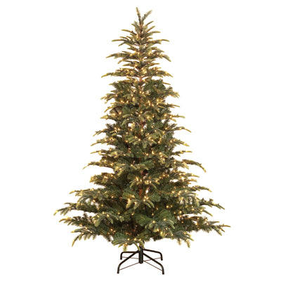 Puleo International 7.5 Ft Aspen Green Fir Prelit Christmas Tree w/ Metal Stand