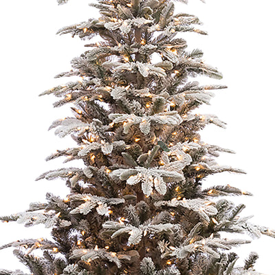 Puleo International 7.5 Foot Flocked Aspen Fir Prelit Christmas Tree w/ Stand
