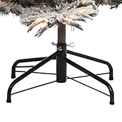 Puleo International 7.5 Foot Flocked Aspen Fir Prelit Christmas Tree w/ Stand