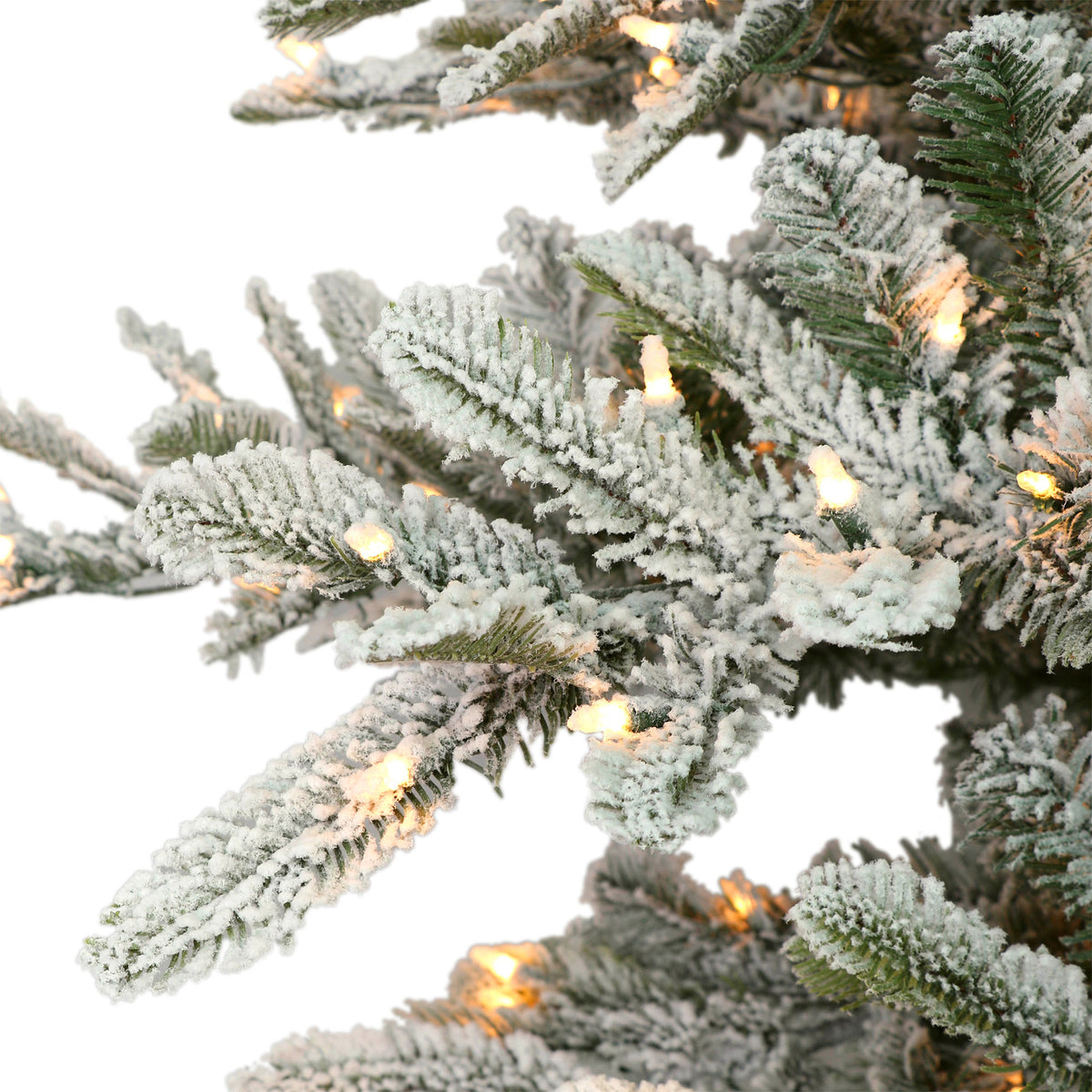 Puleo International 7.5 Foot Flocked Aspen Fir Prelit Christmas Tree w/ Stand