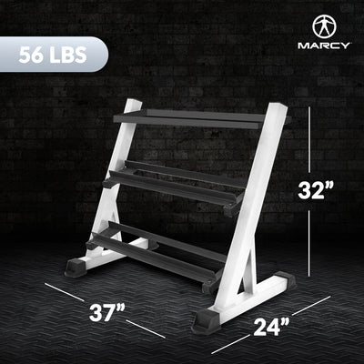 Marcy 3 Tier Metal Steel Home Workout Gym Dumbbell Weight Rack Storage Stand - VMInnovations