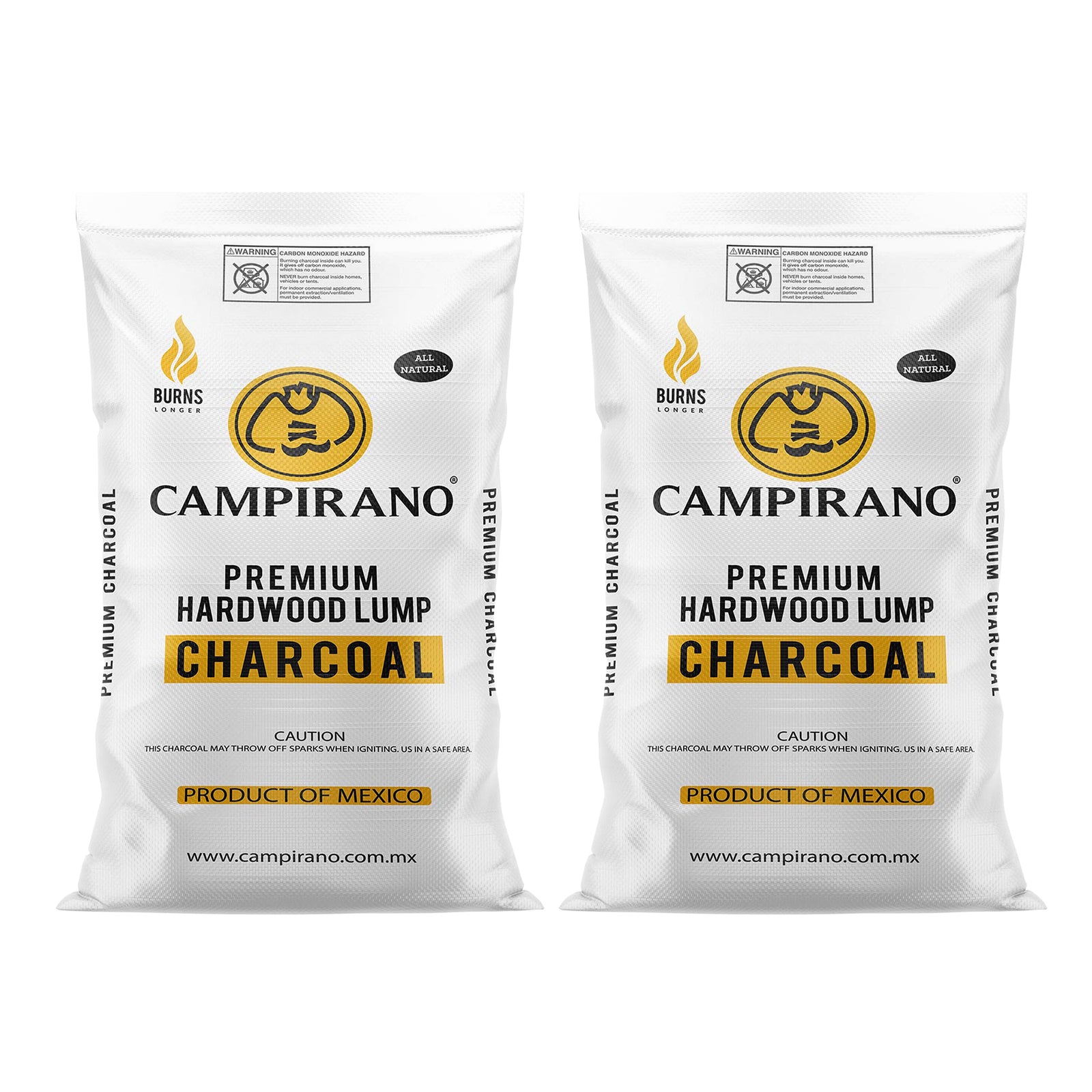 Campirano Premium Hardwood Black Lump Grill & Smoker Charcoal, 40lb Bag (2 Pack) - VMInnovations