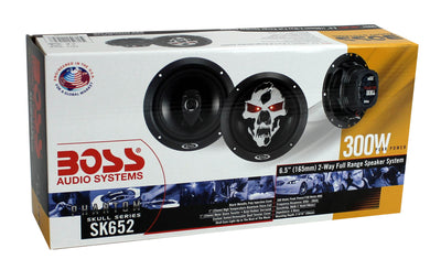 2) NEW BOSS SK652 6.5” 300W 2-Way Full Range Phantom Skull Car Audio Speakers