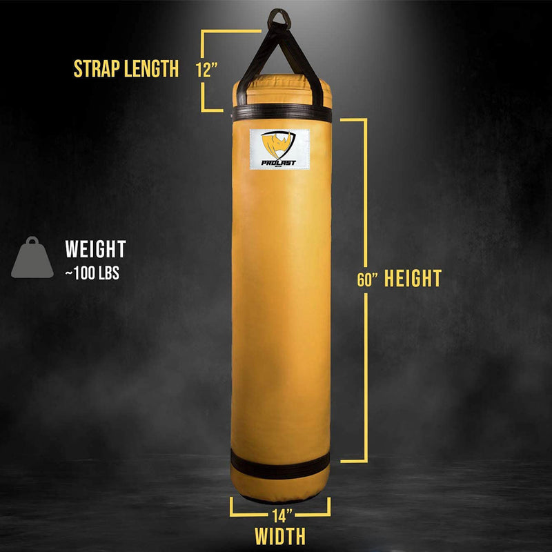 PROLAST 100 Lb Boxing MMA Filled Muay Thai Training Hanging Punching Bag, Yellow