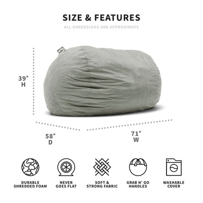 Big Joe Fuf XXL Shredded Foam Beanbag Chair with Removable Cover (Open Box)