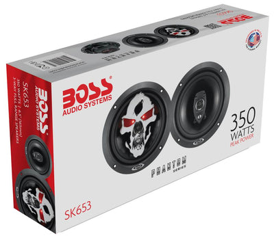 2) NEW BOSS SKULL SK653 6.5" 350W 3 Way Car Coaxial Audio Speakers Stereo