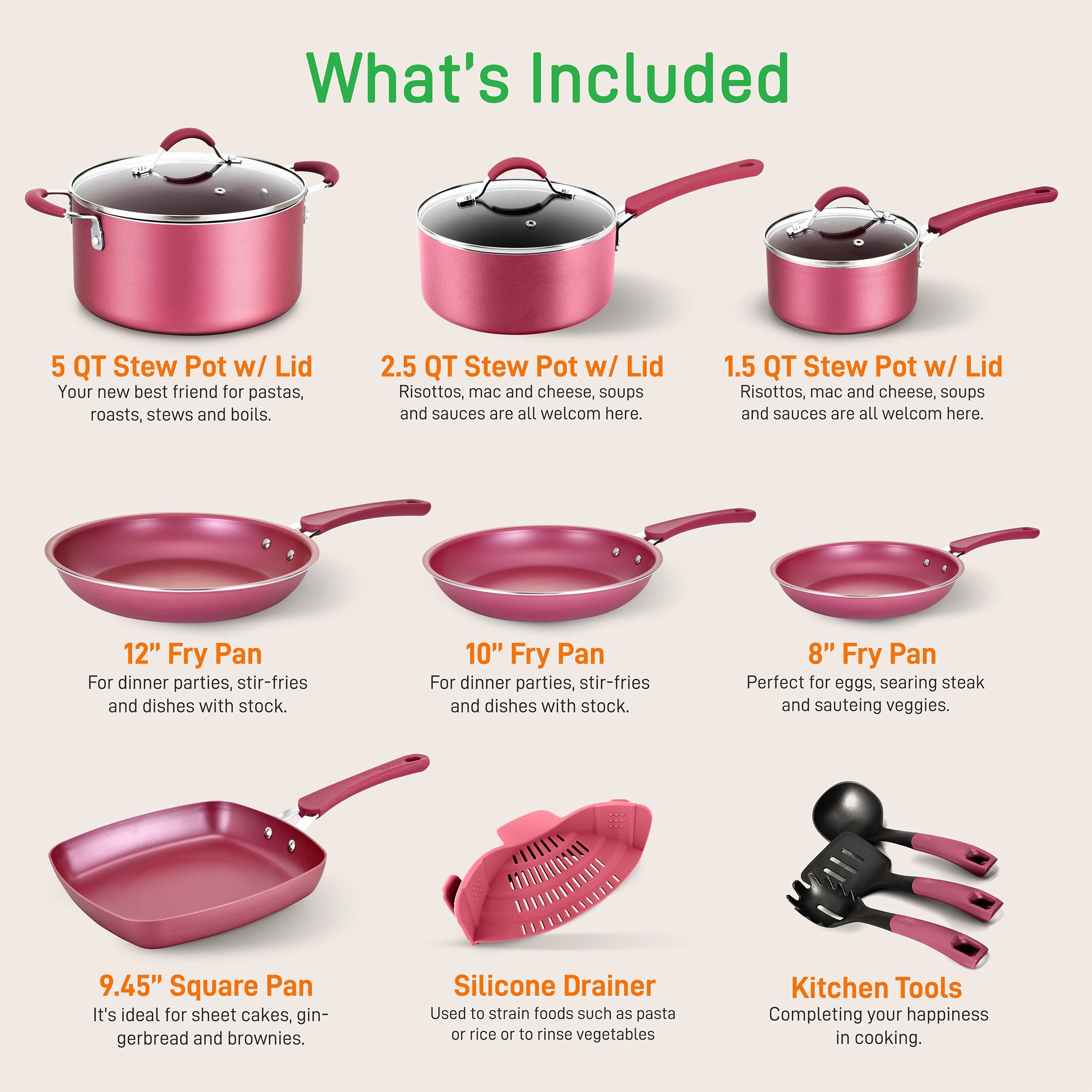 NutriChef Nonstick Cooking Kitchen Cookware, 20 Pc Set, Pink (For Parts) - VMInnovations